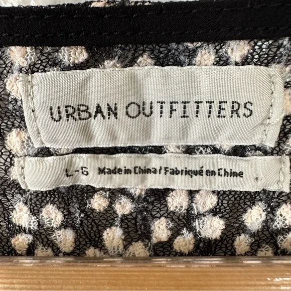 Urban Outfitters Floral Button Lace Corset-Back Black & White Sheer Mini Dress L - Picture 8 of 16
